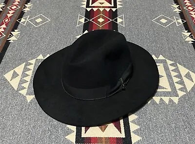 Borsalino 1857 ALESSANDRIA Fur Felt Fedora Black Hat #3190 Size 7 Vtg $495 T69 • $269.95