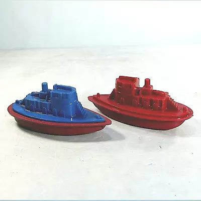 Plastic Bathtub 2 Tug Boats 1940's Tugboat 3.5  Blue Brown Red 03X • $14.44