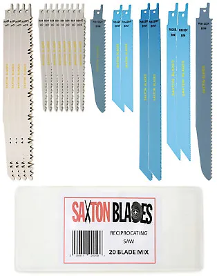 £19.99 • Buy Saxton 20 Reciprocating Sabre Saw Blades Combo Wood & Metal Fits Bosch Makita