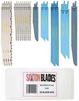 Saxton 20 Reciprocating Sabre Saw Blades Combo Wood & Metal Fits Bosch Makita • £22.99