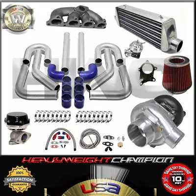 Turbo Kit T3/T4 For 88-00 Civic DelSol CRX D15 D16 FMIC PK WG BOV Manifold BL • $714.99