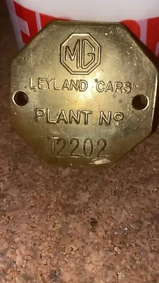 MG Vintage Badge Original Abingdon Factory Embossed Plant Tag • £24