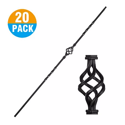 20Pcs 1/2  Single Basket Square Iron Spindles Stair Metal Balusters Hollow Black • $142.81