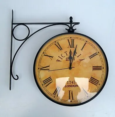 Home Garden Vintage Industrial Double Sided Clock Victoria Railway Station Clock • £101.69