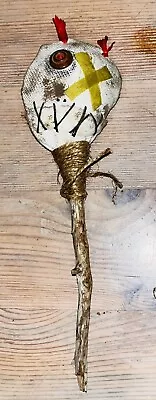 Handmade Voodoo Doll Head Wood Stick 9” OOAK Gothic Salem Massachusetts T • $18.99