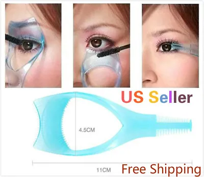 3 In 1 Eyelash Template Mascara Guard Curler Applicator Comb Brush Cosmetic Tool • $3.99