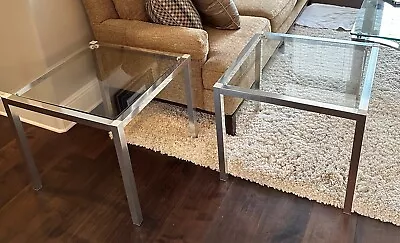 Mid Century Modern Glass/crome End Tables. Set Of 2 • $49