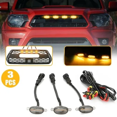 For Ford F-150 Raptor Style Smoked Lens Amber LED Front Grille Running Lights 3x • $17.99