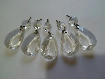 X5 Vintage French Clear Glass Crystals Chandelier Spares Salvage Repair Project  • £13.99