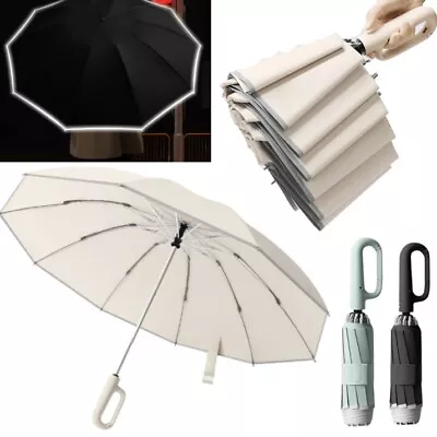 Ring Buckle Umbrella Reflective Safety Strip Sturdy WindproofTravel Portable • $33.69