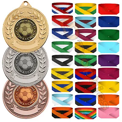 Man Of The Match Medals & Ribbons Football Medal Packs Self Colour Centres • £14.50