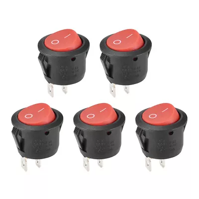 Boat Rocker Switch Round Toggle Switch Red 2pins ON/OFF AC 250V/6A 125V/10A 5pcs • $7.66