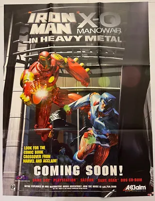 X-O Manowar 1996 Acclaim/Marvel Comics Promo Poster Ironman Coming Soon L 25x33 • $10.79