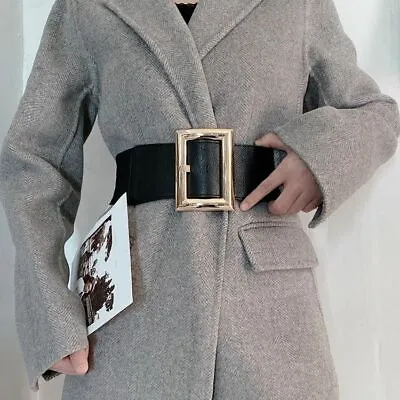 £20.52 • Buy Women Elastic Wide Belt Big Pin Buckle Cummerbund Dress Coat Leather Waistband