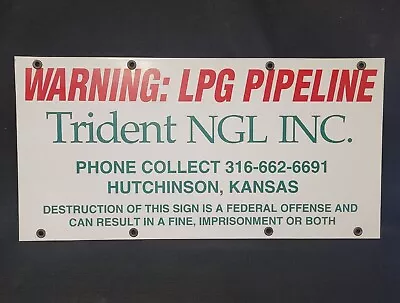 Vintage Trident Natural Gas Pipeline Porcelain Sign Hutchinson Kansas 12 ×24  • $149.99