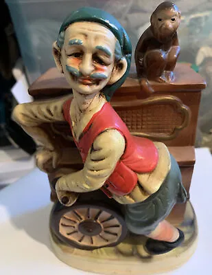 Sankyo 1960's Ceramic Painted Organ Grinder Monkey Music Box Japanese Vtg. • $39.99