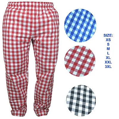 Chef Trouser Cotton Catering Food Pant Kitchen Trouser LARGE CHECK Red White Blu • £11.99