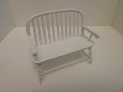 £12.01 • Buy Dolls House Miniature 1:12 Kitchen Hallway White Wooden Colonial Windsor Bench