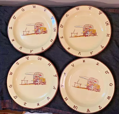 4 Monterrey Western Ware Mexico Enameled Metal Plates Vtg Cowboy Ranch Western • $39.95