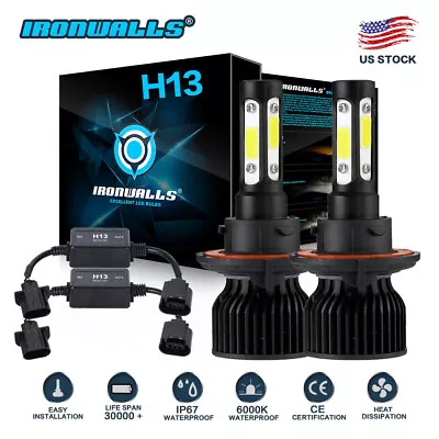 4 Sides H13 9008 LED Headlight Conversion Bulbs High Low+Canbus Decorder • $34.99