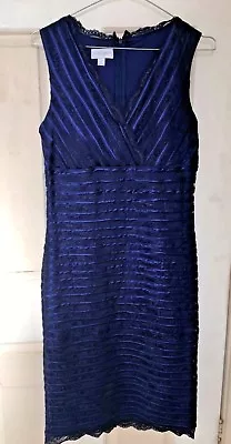 QUEENSPARK DESIGNER DARK BLUE LACE DRESS 8 -cocktail Evening Dress Great Cond • $18