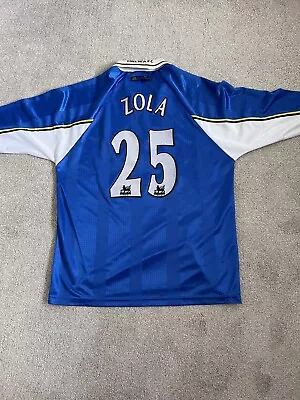 ZOLA 25 Chelsea Shirt Large 1997 Autoglass Jersey Home Authentic Long Sleeve • £200