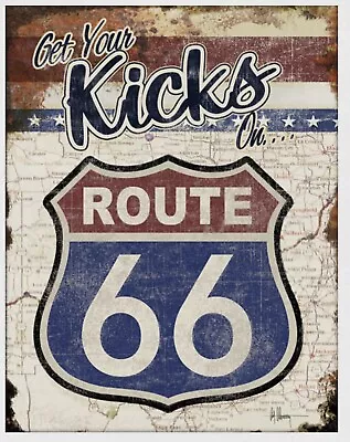 Route 66 Kicks Metal Tin Sign Home Garage Bar Shop Wall Motorcycle Decor #2411 • $19.90