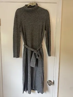 $50 • Buy Zara Belted Fleece Turtleneck Sweater Dress, Gray Size L