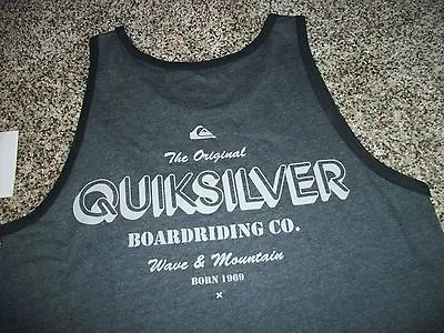 QUIKSILVER New NWT Mens Sleeveless Tank Top Shirt Gray MEDIUM LARGE XL  • $21.90