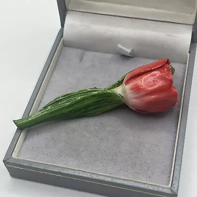 Vintage Porcelain Tulip Flower Brooch Handmade  Large • £12.99
