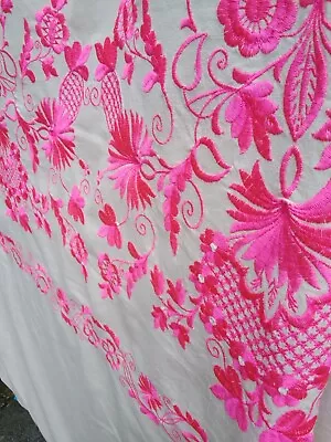 Marks And Spencer King Size Cotton Duvet 2 Pillowcases Floral Embroidered Pink  • £45.99