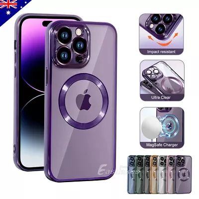 $11.45 • Buy Slim Clear MagSafe Plating Shockproof Case For Apple IPhone 15 Pro Max 14 13 12