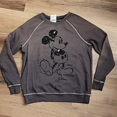 NWT JUNK FOOD Disney Mickey Mouse Galaxy Sweatshirt Small Grey Black • $39.99