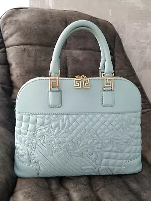 Gianni Versace Vanitas Athena Pale Blue Quited Leather Top Handle Bag Boston  • $466.65