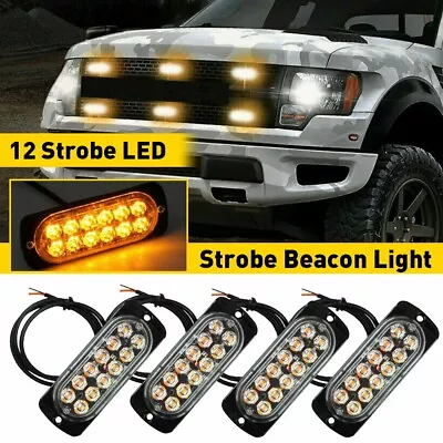 4pcs 12 LED Car Truck Warning Hazard Flash Strobe Light Bar Amber • $15.29