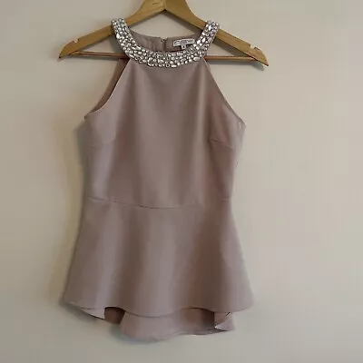 *New Look Size 8 Dusty Pink Halter Jewel Neck Sleeveless Top • £3.97