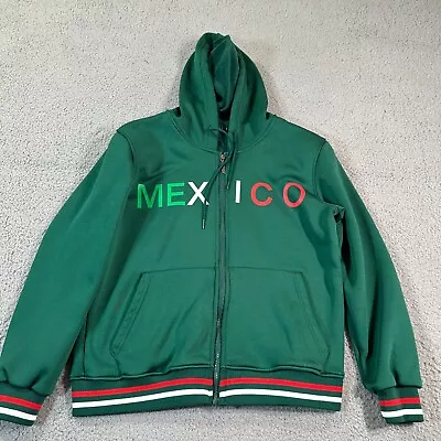 Vintage Mexico Full Zip Hoodie Adult Size Medium M Green Soccer • $24.88