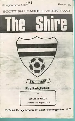 East Stirlingshire Stirling V Dunfermline Athletic 19 Aug 1978 League • £0.99