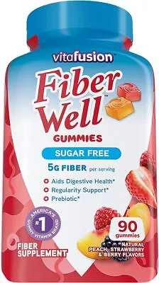 Vitafusion Fiber Well Sugar Free Fiber Supplement Gummies Fruit Flavored 90 Ct • $17.60