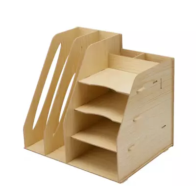 Wood Look Desk Organiser With Magazine File Holder Home Office Desk Tidy Storage • $21.99