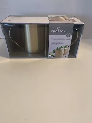 CROFTON 2PK MOSCOW MULE MUGS GOLD 16 Fl.oz. Stainless Steel New  • $10.99