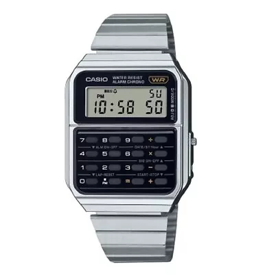 Casio CA-500WE-1A Vintage Digital Calculator Stainless Steel Quartz  Men's Watch • $53.09