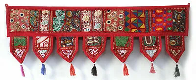 Indian Handmade Decorate Door Red Toran Valances Wall Hanging Cotton Patchwork • £15.56