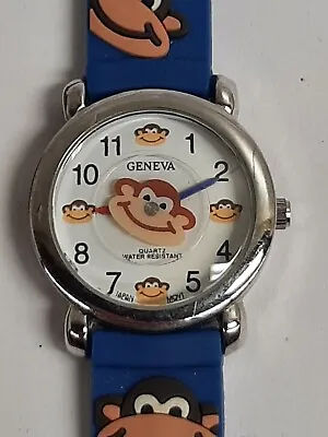 Geneva Watch: Cute Monkey Faces W Blue Silicone Band (Working) (13-1154) • $12