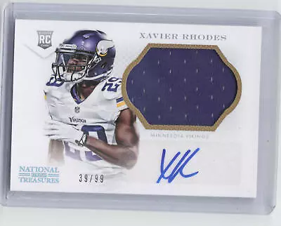 2013 National Treasures #337 Xavier Rhodes RC Patch Auto #'d /99 • $74.95