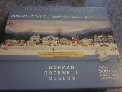 Panoramic Puzzle Norman Rockwell Stockbridge Main St @christmas 500 Pc Puzzle • $14.99
