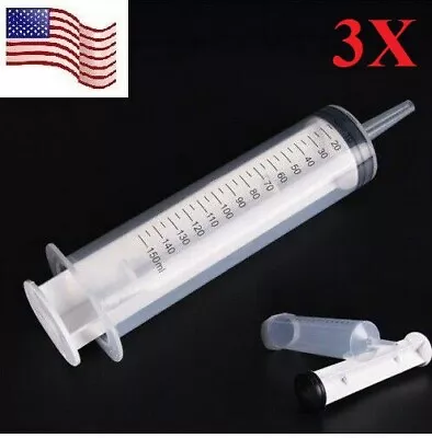 $11.79 • Buy 3pcs 150ml Plastic Syringe Reusable Big Large Hydroponics Nutrient Measuring 