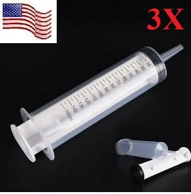 3pcs 150ml Plastic Syringe Reusable Big Large Hydroponics Nutrient Measuring  • $13.99