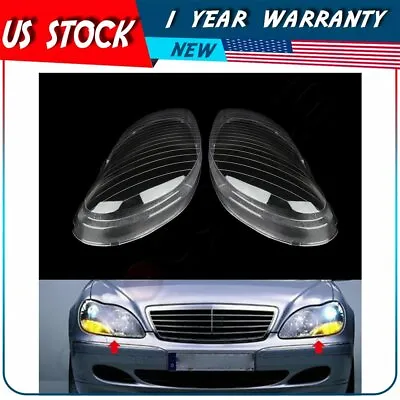 Pair Headlights Lens Cover Clear For 98-06 Benz W220 S600 S500 S350 Left+Right • $48.59