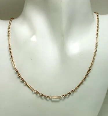 Antique 9ct Rose Gold Lovely Fancy Link Albert Necklace 21695 • £305.80